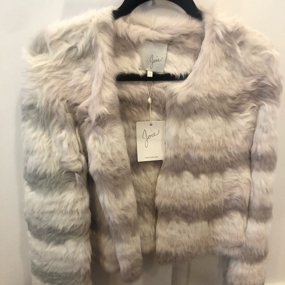 NWT Joie Toshi Layered Cropped Fur Jacket